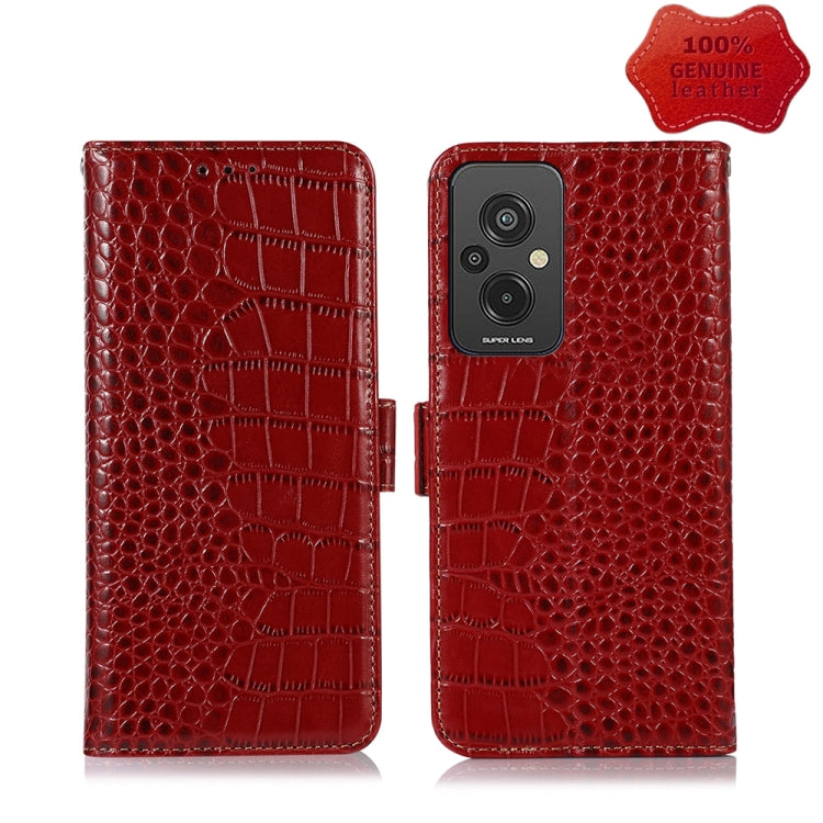 For Xiaomi Redmi 11 Prime 4G Magnetic Crocodile Texture Genuine Leather RFID Phone Case(Red) - Xiaomi Cases by PMC Jewellery | Online Shopping South Africa | PMC Jewellery