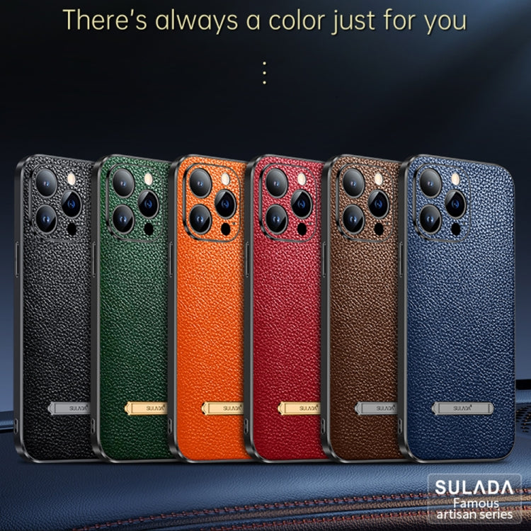 For iPhone 14 SULADA Invisible Bracket Leather Back Cover Phone Case(Black) - iPhone 14 Cases by SULADA | Online Shopping South Africa | PMC Jewellery