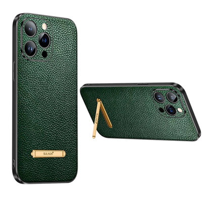 For iPhone 14 Pro Max SULADA Invisible Bracket Leather Back Cover Phone Case(Dark Green) - iPhone 14 Pro Max Cases by SULADA | Online Shopping South Africa | PMC Jewellery