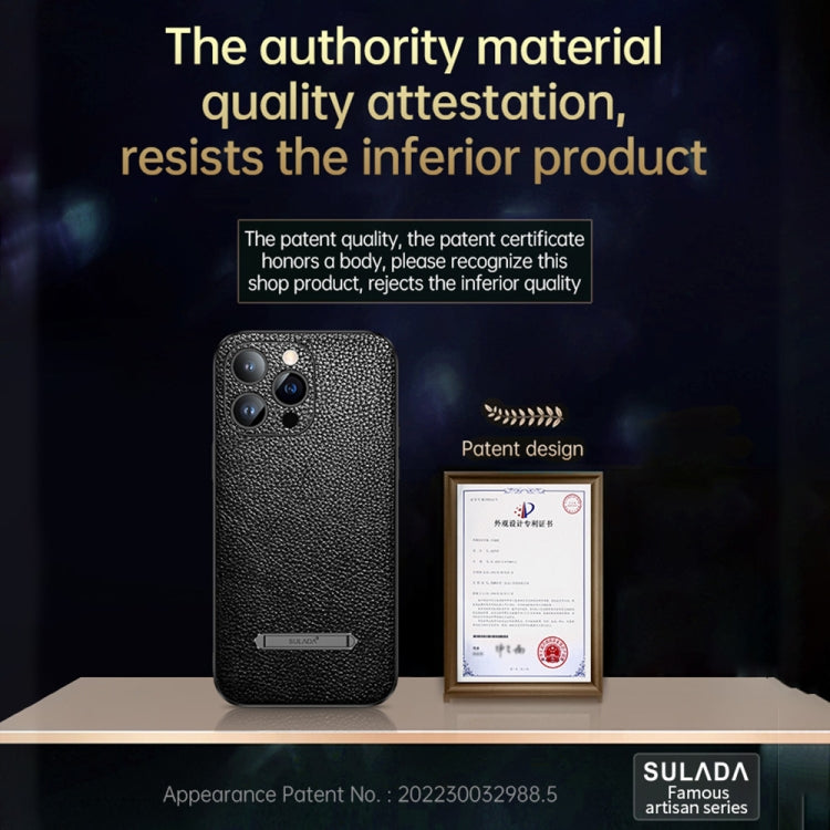 For iPhone 14 Pro Max SULADA Invisible Bracket Leather Back Cover Phone Case(Dark Green) - iPhone 14 Pro Max Cases by SULADA | Online Shopping South Africa | PMC TechLife | Buy Now Pay Later Mobicred