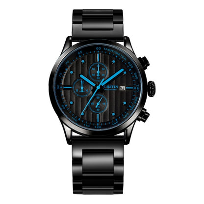 OCHSTIN 7244 Fashion Steel Strap Multifunctional Quartz Men Watch(Black Blue) - Metal Strap Watches by OCHSTIN | Online Shopping South Africa | PMC Jewellery | Buy Now Pay Later Mobicred