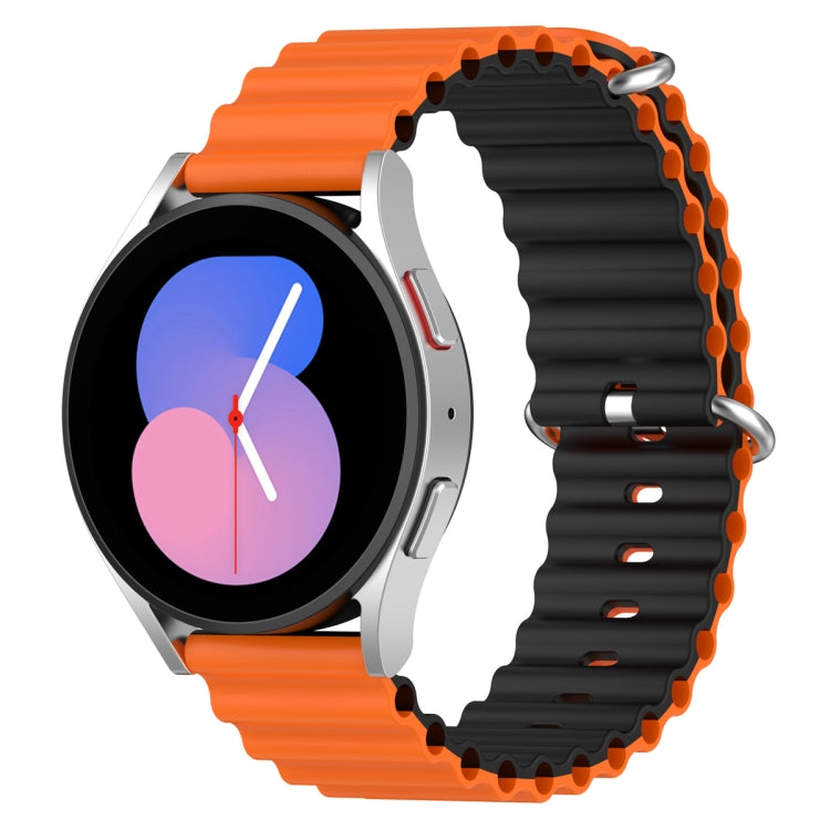 20mm Universal Ocean Style Silicone Two Color Watch Band(Orange Black) - 20mm Bands by PMC TechLife | Online Shopping South Africa | PMC TechLife | Buy Now Pay Later Mobicred