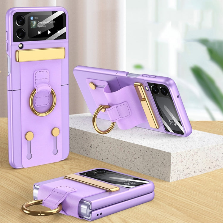 For Samsung Galaxy Z Flip3 5G GKK Ultrathin Shockproof Phone Case with Ring Holder / Wrist Strap(Purple) - Galaxy Phone Cases by GKK | Online Shopping South Africa | PMC Jewellery