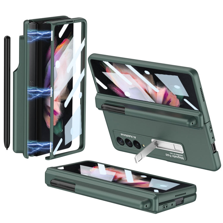 For Samsung Galaxy Z Fold3 5G GKK Full Coverage Magnetic Fold Hinge Shockproof Phone Case with Pen Slots(Green) - Galaxy Phone Cases by GKK | Online Shopping South Africa | PMC Jewellery