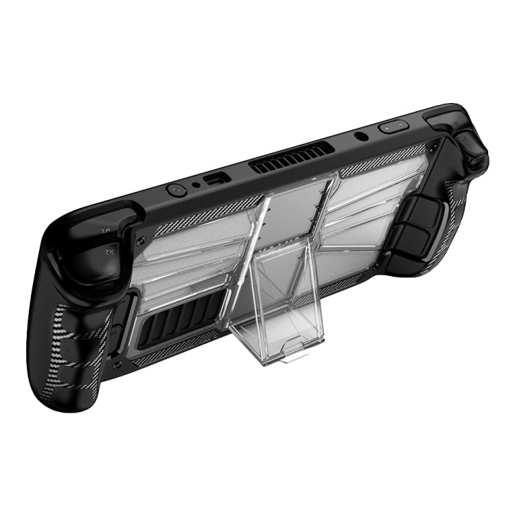 For Steam Deck Shockproof PC + TPU Game Console Protective Case with Holder(Black+Transparent) - Accessories by PMC TechLife | Online Shopping South Africa | PMC TechLife