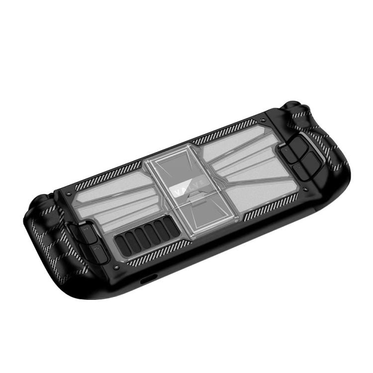 For Steam Deck Shockproof PC + TPU Game Console Protective Case with Holder(Black+Transparent) - Accessories by PMC TechLife | Online Shopping South Africa | PMC TechLife