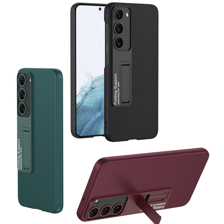 For Samsung Galaxy S23+ 5G GKK Plain Leather Shockproof Phone Case with Holder(Forest Green) - Galaxy S23+ 5G Cases by GKK | Online Shopping South Africa | PMC TechLife