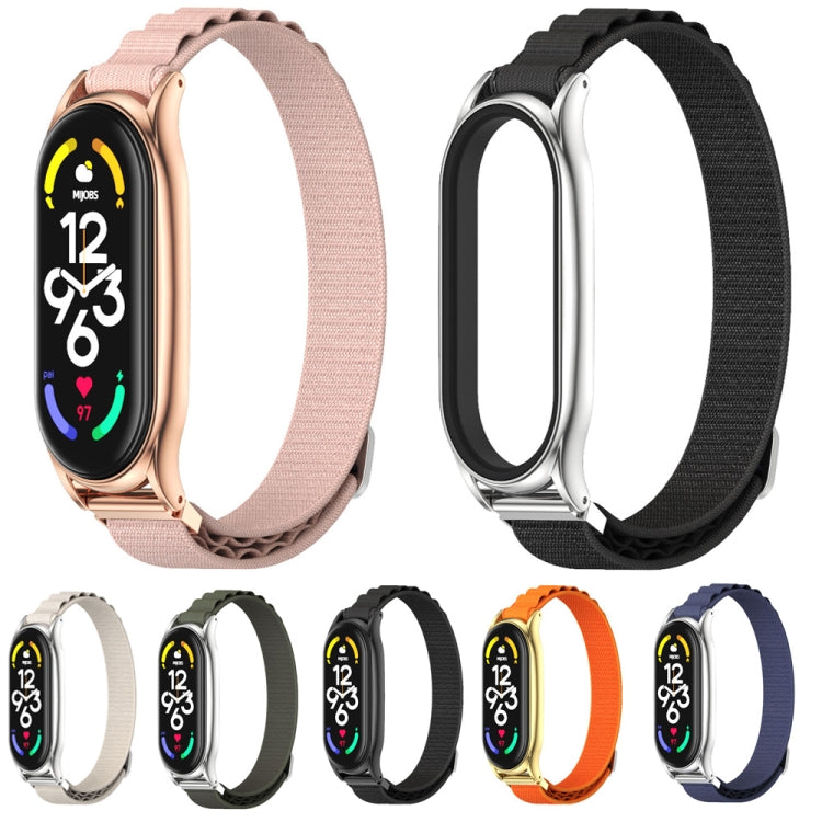 For Xiaomi Mi Band 6 / 5 / 4 / 3 MIJOBS PLUS Nylon Breathable Watch Band(Black Silver) - Watch Bands by MIJOBS | Online Shopping South Africa | PMC TechLife | Buy Now Pay Later Mobicred