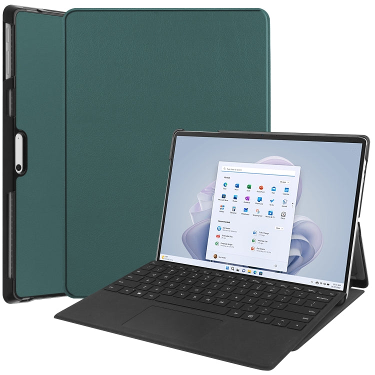 For Microsoft Surface Pro 9 Custer Pure Color Holder Leather Tablet Case(Green) - free shipping - PMC TechLife - Order now!