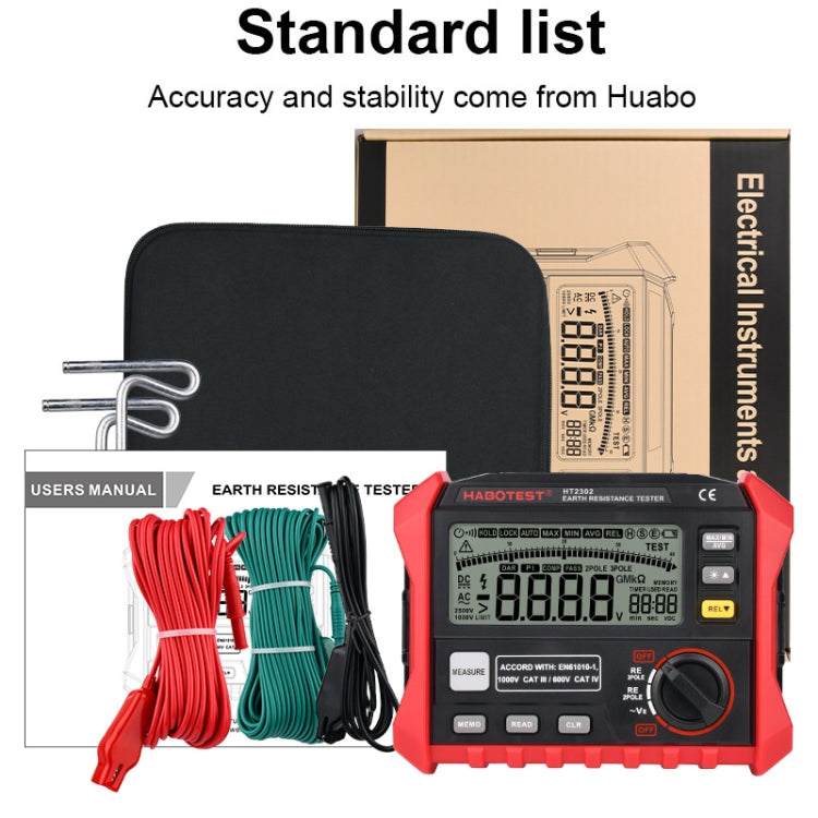 HABOTEST HT2302 Multifunctional Digital Display Grounding Resistance Tester - free shipping - PMC TechLife - Order now!