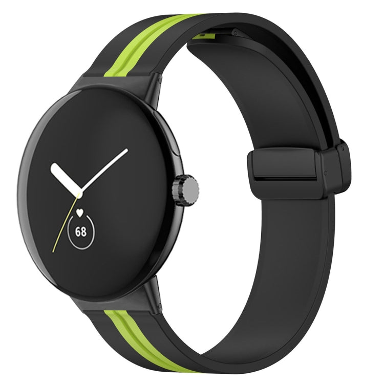 For Google Pixel Watch Two-color Folding Buckle Silicone Watch Band(Black Green) - free shipping - PMC TechLife - Order now!
