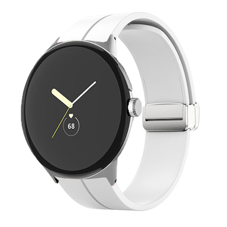 For Google Pixel Watch Solid-color Folding Buckle Silicone Watch Band(Silver White) - free shipping - PMC TechLife - Order now!