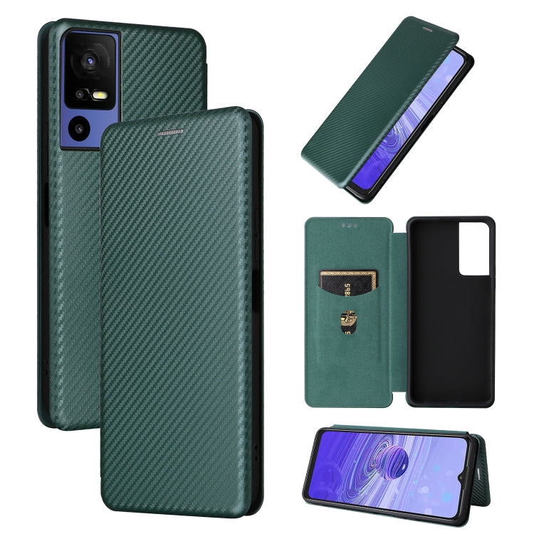 For TCL 40SE Carbon Fiber Texture Flip Leather Phone Case(Green) - free shipping - PMC TechLife - Order now!