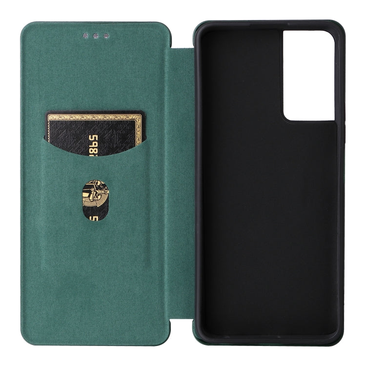 For TCL 40SE Carbon Fiber Texture Flip Leather Phone Case(Green) - free shipping - PMC TechLife - Order now!