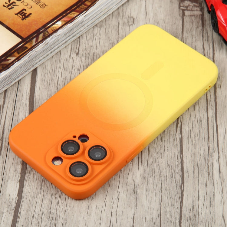 For iPhone 14 Liquid TPU Silicone Gradient MagSafe Phone Case(Orange Yellow) - iPhone 14 Cases by PMC Jewellery | Online Shopping South Africa | PMC Jewellery