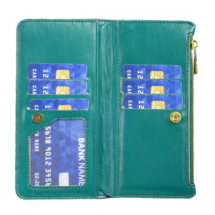 For Xiaomi Redmi 12C Diamond Lattice Zipper Wallet Leather Flip Phone Case(Green) - free shipping - PMC TechLife - Order now!