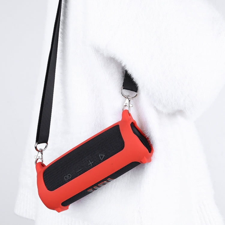 For JBL Flip 6 Bluetooth Speaker Portable Silicone Case with Shoulder Strap(Black) - Protective Case by PMC TechLife | Online Shopping South Africa | PMC TechLife