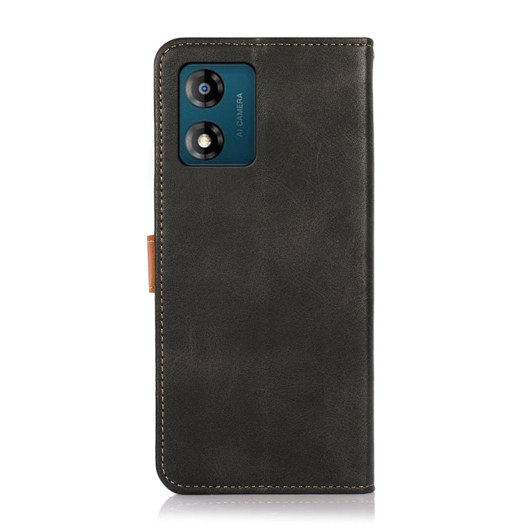 For Motorola Moto E13 4G KHAZNEH Dual-color Cowhide Texture Flip Leather Phone Case(Black) - Motorola Cases by PMC Jewellery | Online Shopping South Africa | PMC Jewellery