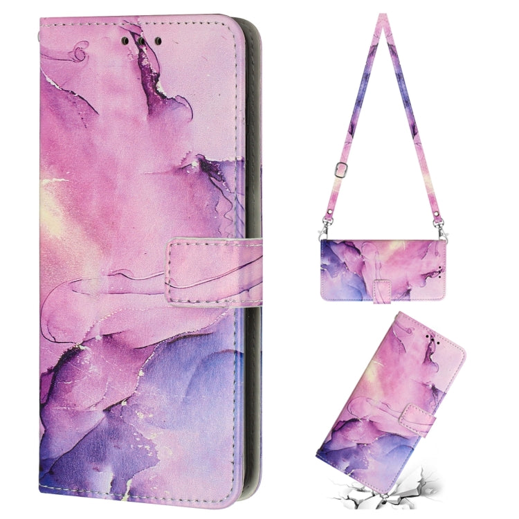 For Xiaomi Redmi Note 12 Global / Poco X5 5G Crossbody Painted Marble Pattern Leather Phone Case(Purple) - free shipping - PMC TechLife - Order now!