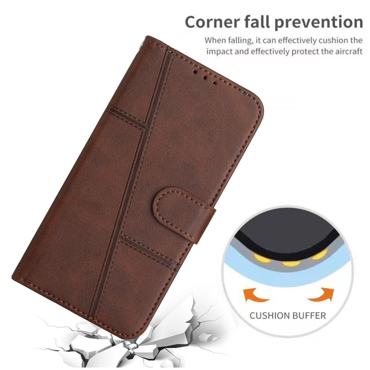 For Xiaomi Redmi Note 12 Pro Speed / Poco X5 Pro 5G Stitching Calf Texture Buckle Leather Phone Case(Brown) - free shipping - PMC TechLife - Order now!