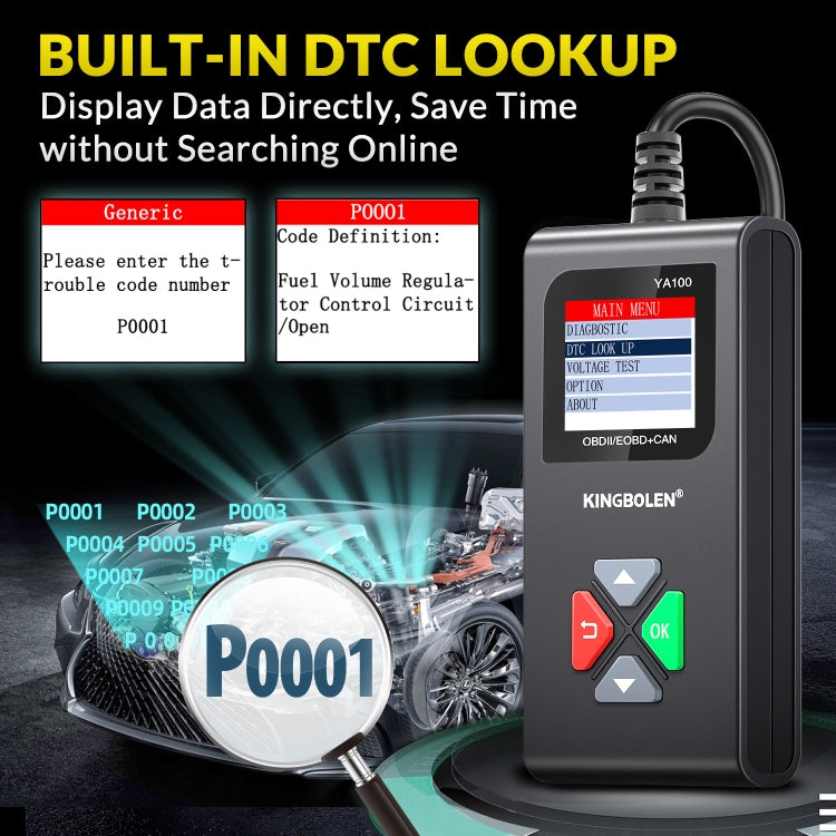 KINGBOLEN YA100 OBD2 Car Engine Fault Diagnosis Tool - Code Readers & Scan Tools by PMC TechLife | Online Shopping South Africa | PMC TechLife