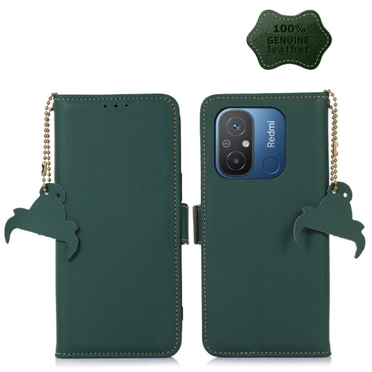 For Xiaomi Redmi 12C / Redmi 11A Genuine Leather Magnetic RFID Leather Phone Case(Green) - Xiaomi Cases by PMC Jewellery | Online Shopping South Africa | PMC Jewellery