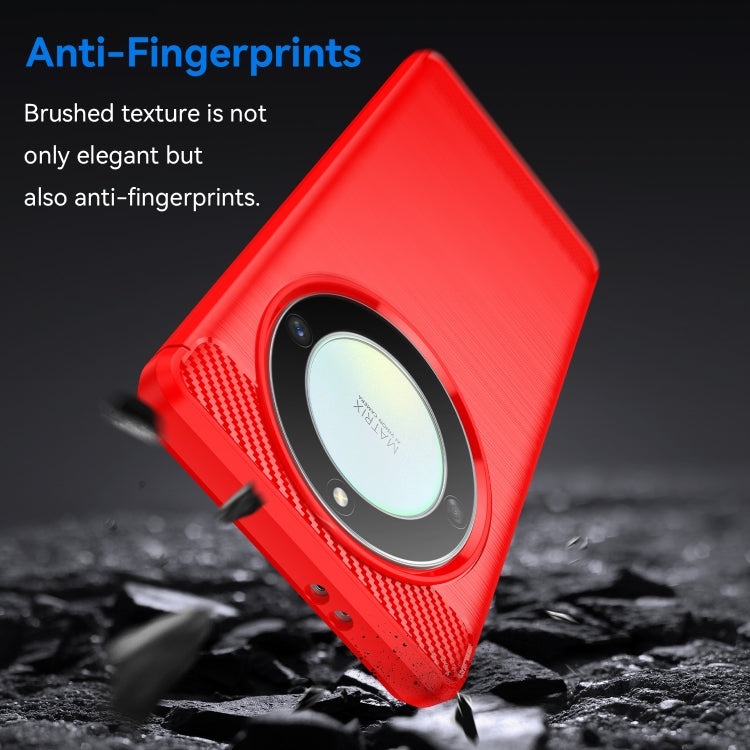 For Honor Magic5 Lite Brushed Texture Carbon Fiber TPU Phone Case(Red) - Honor Cases by PMC TechLife | Online Shopping South Africa | PMC TechLife