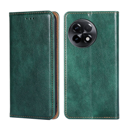 For OnePlus Ace 2/11R Gloss Oil Solid Color Magnetic Leather Phone Case(Green) - OnePlus Cases by PMC Jewellery | Online Shopping South Africa | PMC Jewellery