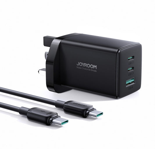 JOYROOM TCG01 GaN Ultra 65W 2 Type-C + 1 USB Fast Charger with 1.2m Type-C Cable, Plug:UK Plug(Black) - USB Charger by JOYROOM | Online Shopping South Africa | PMC Jewellery