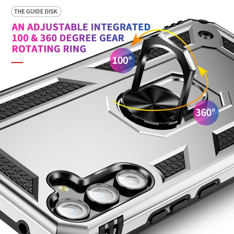 For Samsung Galaxy A34 Shockproof TPU + PC Phone Case with Holder(Silver) - free shipping - PMC TechLife - Order now!