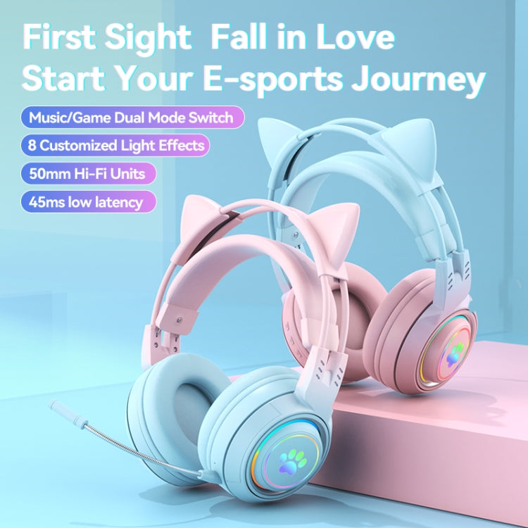 T25 RGB Stereo Cat Ear Bluetooth Wireless Headphones with Detachable Microphone(Black) - Headset & Headphone by PMC TechLife | Online Shopping South Africa | PMC TechLife