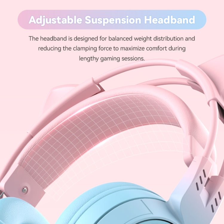 T25 RGB Stereo Cat Ear Bluetooth Wireless Headphones with Detachable Microphone(Blue) - Headset & Headphone by PMC TechLife | Online Shopping South Africa | PMC TechLife