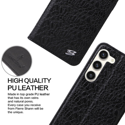 For Samsung Galaxy S23 5G Fierre Shann Crocodile Texture Magnetic Genuine Leather Phone Case(Black) - Galaxy S23 5G Cases by FIERRE SHANN | Online Shopping South Africa | PMC Jewellery | Buy Now Pay Later Mobicred