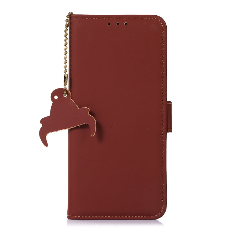 For Xiaomi Redmi Note 12 4G Global Genuine Leather Magnetic RFID Leather Phone Case(Coffee) - Note 12 Cases by PMC TechLife | Online Shopping South Africa | PMC TechLife