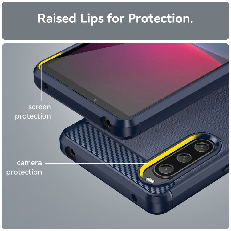 For Sony Xperia 10 V Brushed Texture Carbon Fiber TPU Phone Case(Blue) - Sony Cases by PMC TechLife | Online Shopping South Africa | PMC TechLife | Buy Now Pay Later Mobicred