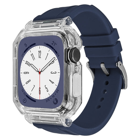 Crystal Clear Polycarbonate Case Silicone Watch Band For Apple Watch Series 8&7 45mm / SE 2&6&SE&5&4 44mm / 3&2&1 42mm(Royal Blue) - Watch Cases by PMC Jewellery | Online Shopping South Africa | PMC Jewellery | Buy Now Pay Later Mobicred