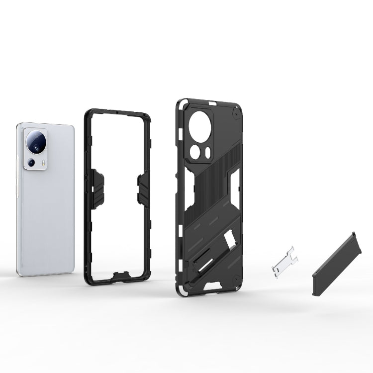 For Xiaomi 13 Lite Punk Armor 2 in 1 PC + TPU Shockproof Phone Case with Holder(White) - free shipping - PMC TechLife - Order now!