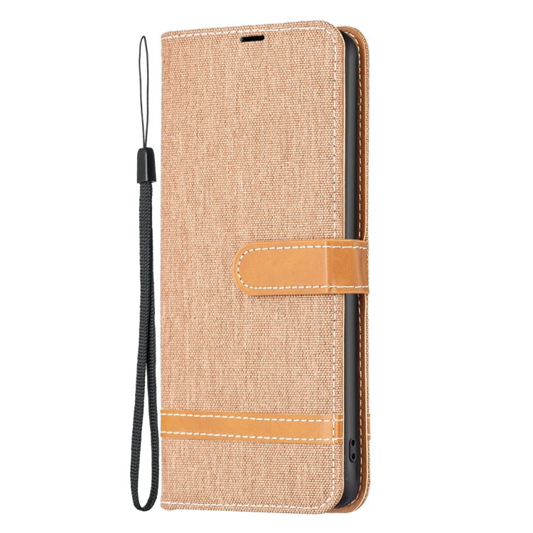 For Samsung Galaxy M14 5G Color Block Denim Texture Leather Phone Case(Brown) - free shipping - PMC TechLife - Order now!