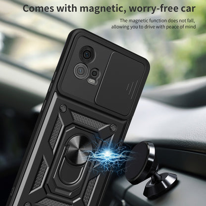 For Motorola Moto G72 Sliding Camera Cover Design TPU+PC Phone Case(Black) - Motorola Cases by PMC Jewellery | Online Shopping South Africa | PMC Jewellery