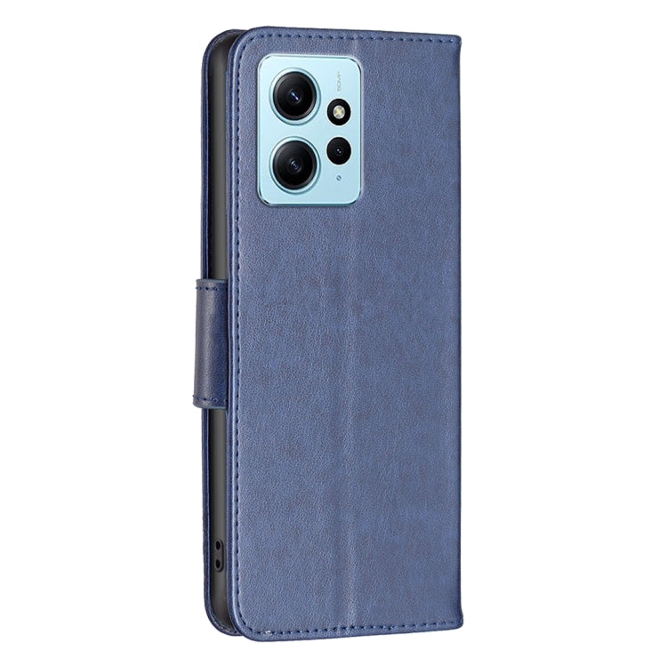 For Xiaomi Redmi Note 12 4G Global Two Butterflies Embossing Leather Phone Case(Blue) - Note 12 Cases by PMC Jewellery | Online Shopping South Africa | PMC Jewellery