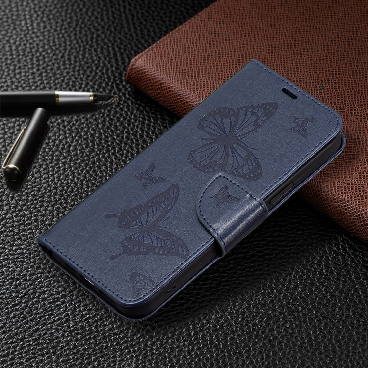 For Xiaomi Redmi Note 12 4G Global Two Butterflies Embossing Leather Phone Case(Blue) - Note 12 Cases by PMC Jewellery | Online Shopping South Africa | PMC Jewellery