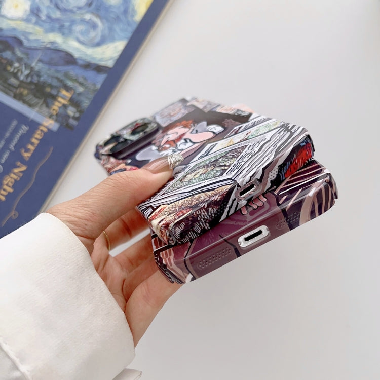 For iPhone 12 Pro Precise Hole Oil Painting Glossy PC Phone Case(Newspaper) - iPhone 12 / 12 Pro Cases by PMC TechLife | Online Shopping South Africa | PMC TechLife