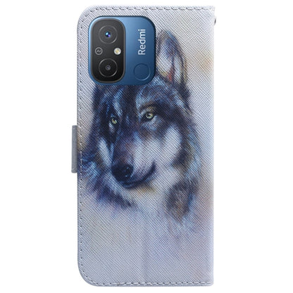 For Xiaomi Redmi 12C / 11A Coloured Drawing Flip Leather Phone Case(White Wolf) - Xiaomi Cases by PMC Jewellery | Online Shopping South Africa | PMC Jewellery