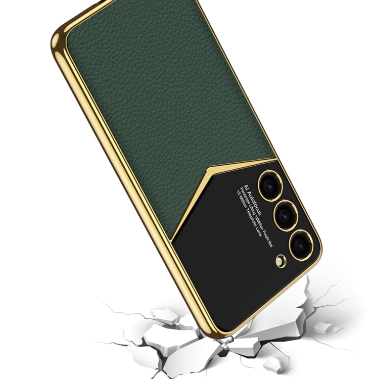 For Samsung Galaxy S23 Ultra 5G GKK Plating Soft TPU + Leather Full Coverage Phone Case without Pen(Carbon Fibre) - Galaxy S23 Ultra 5G Cases by GKK | Online Shopping South Africa | PMC Jewellery