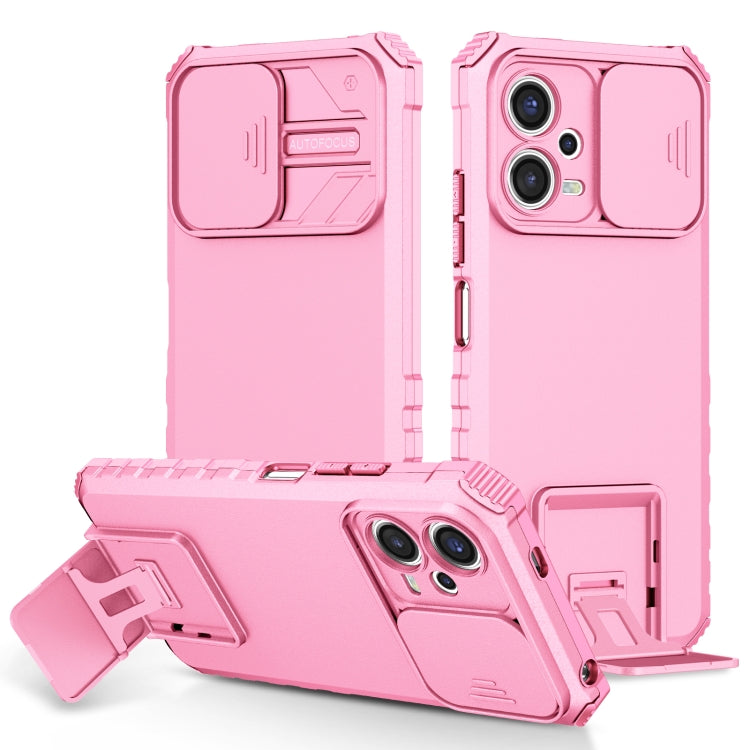 For Xiaomi Redmi Note 12 5G / Poco X5 Stereoscopic Holder Sliding Camshield Phone Case(Pink) - Note 12 Cases by PMC Jewellery | Online Shopping South Africa | PMC Jewellery