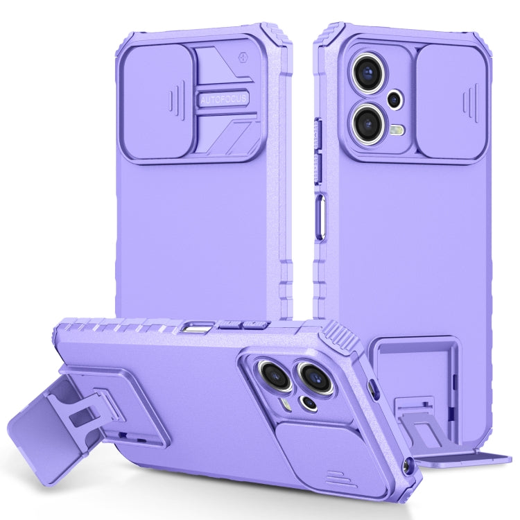 For Xiaomi Redmi Note 12 5G / Poco X5 Stereoscopic Holder Sliding Camshield Phone Case(Purple) - Note 12 Cases by PMC Jewellery | Online Shopping South Africa | PMC Jewellery