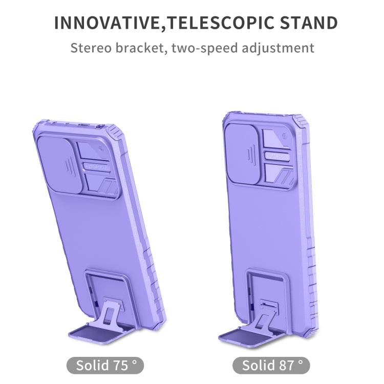For Xiaomi Redmi Note 12 Pro 5G / Poco X5 Pro Stereoscopic Holder Sliding Camshield Phone Case(Purple) - free shipping - PMC TechLife - Order now!