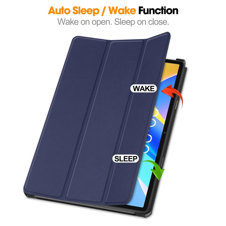 For Teclast M40 Plus Custer Pure Color 3-Fold Holder Leather Tablet Case(Dark Blue) - free shipping - PMC TechLife - Order now!
