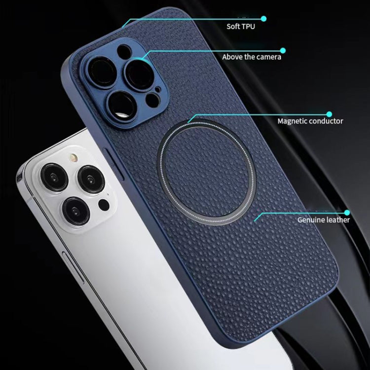 For iPhone 11 Pro Skin Feel Litchi Texture MagSafe Magnetic Phone Case(Blue) - iPhone 11 Pro Cases by PMC TechLife | Online Shopping South Africa | PMC TechLife | Buy Now Pay Later Mobicred