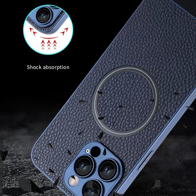 For iPhone 11 Pro Skin Feel Litchi Texture MagSafe Magnetic Phone Case(Blue) - iPhone 11 Pro Cases by PMC TechLife | Online Shopping South Africa | PMC TechLife | Buy Now Pay Later Mobicred